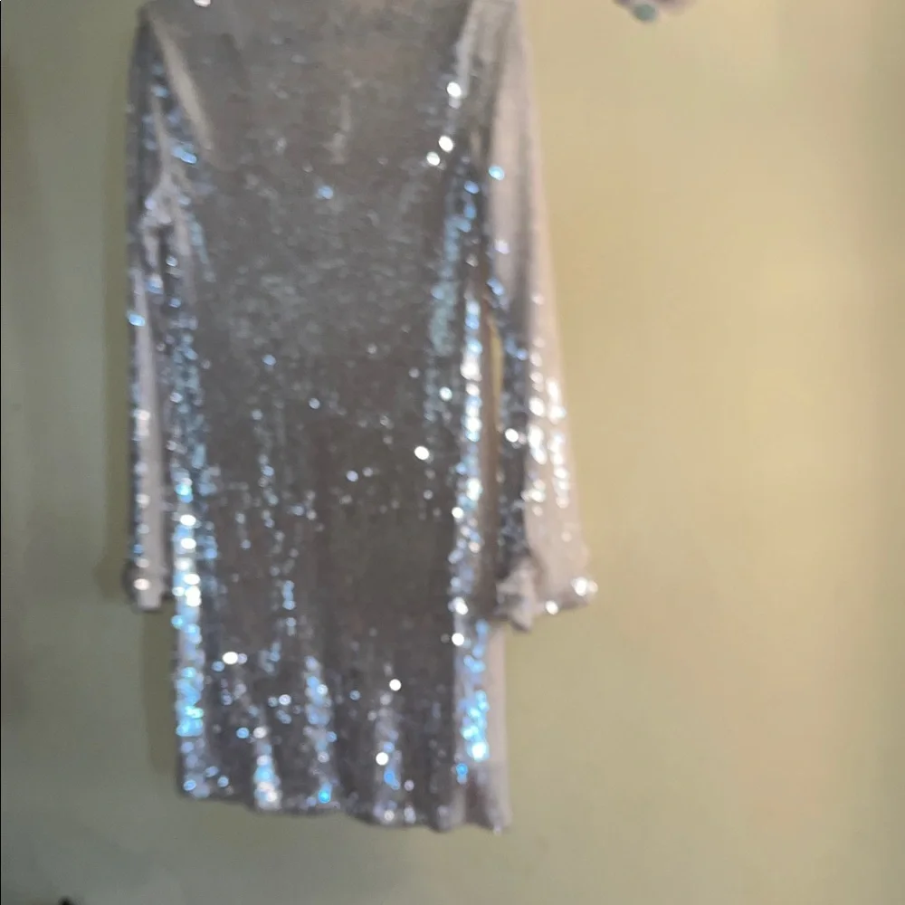 Wild Fable lined bell sleeve  Sequin Long Sleeve Dress - Picture 3 of 5